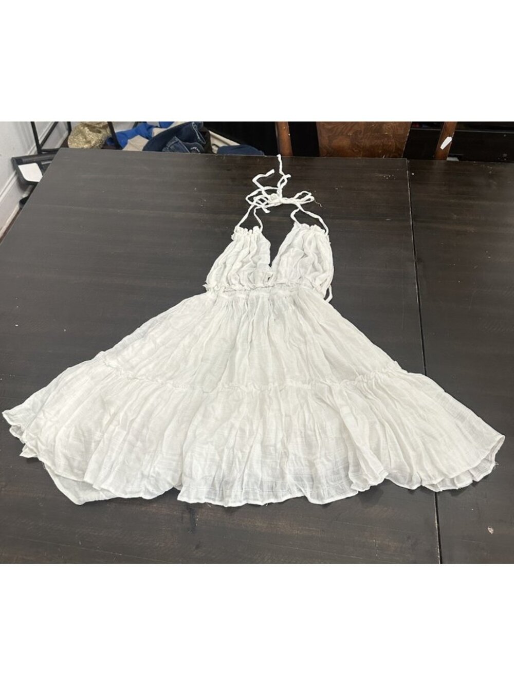 Lulus Pretty as a Picture White Ruffled Halter Dress Small - Picture 2 of 4